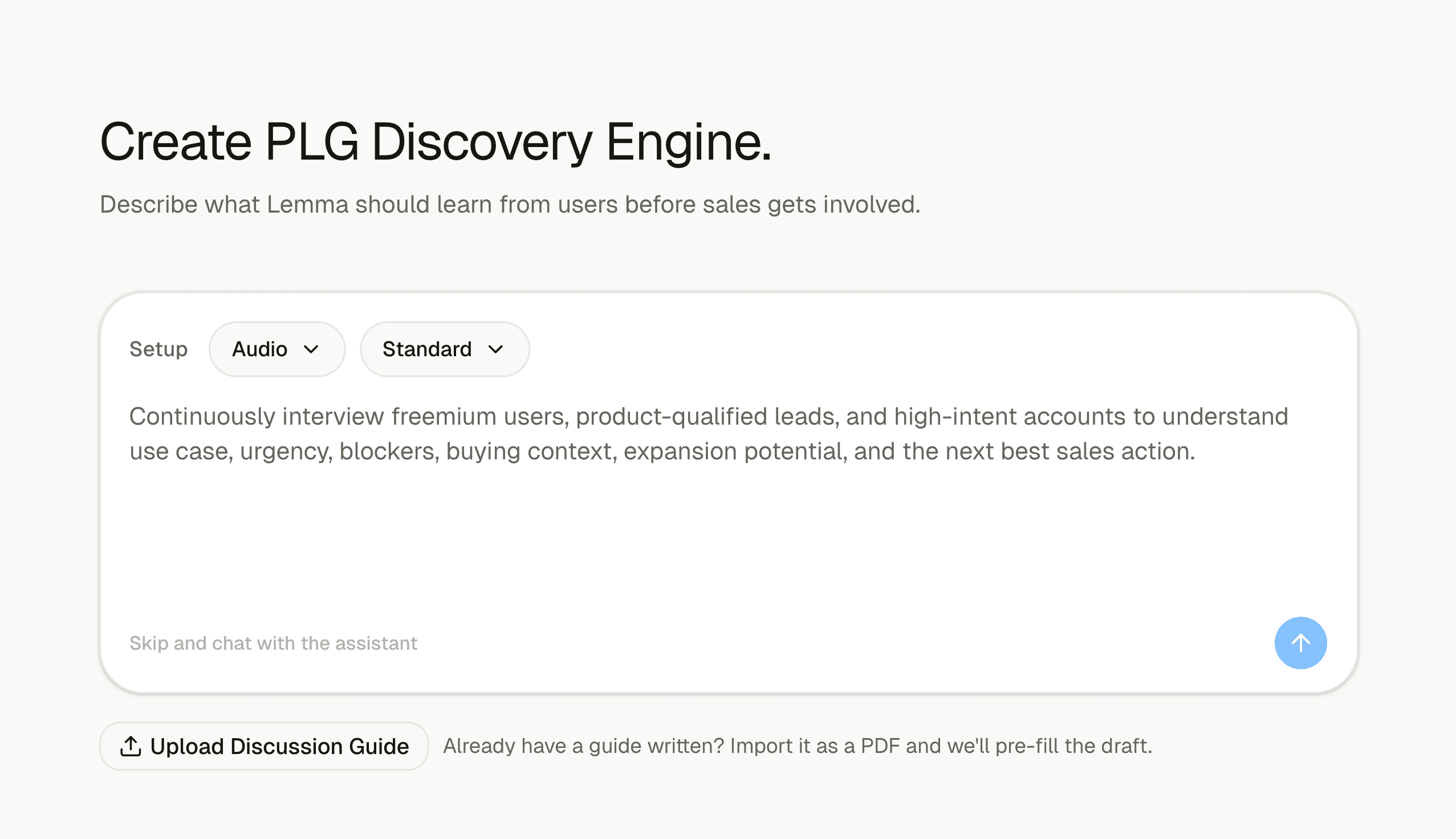Create PLG Discovery Engine product card