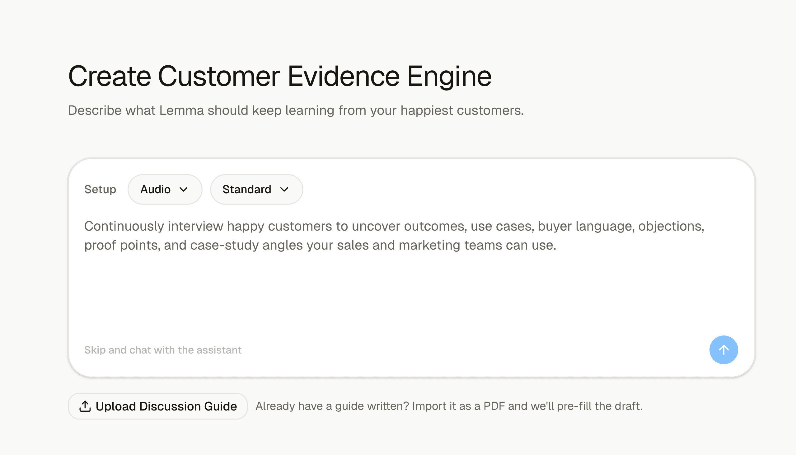 Create Customer Evidence Engine product card